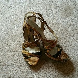 Tan/Brown Snake Printed  Strappy Heels